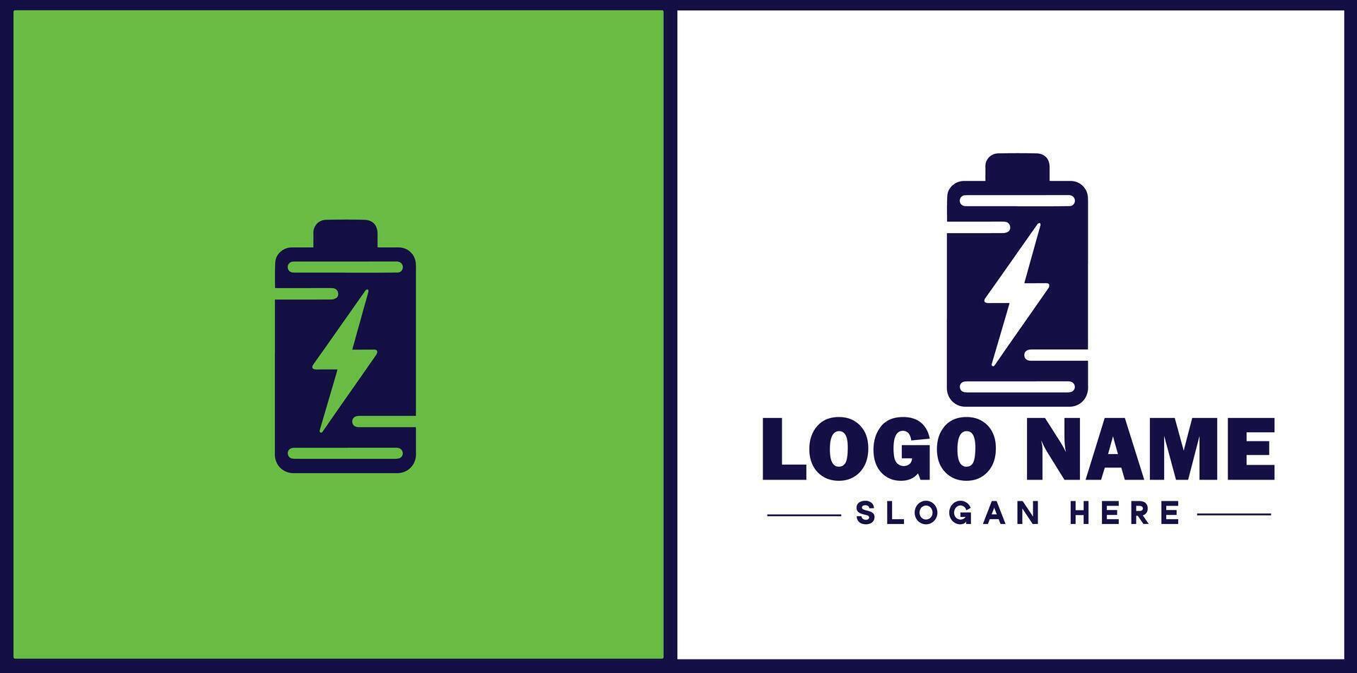 Battery logo icon for business brand app icon power charging bolt electric recharge battery logo template vector