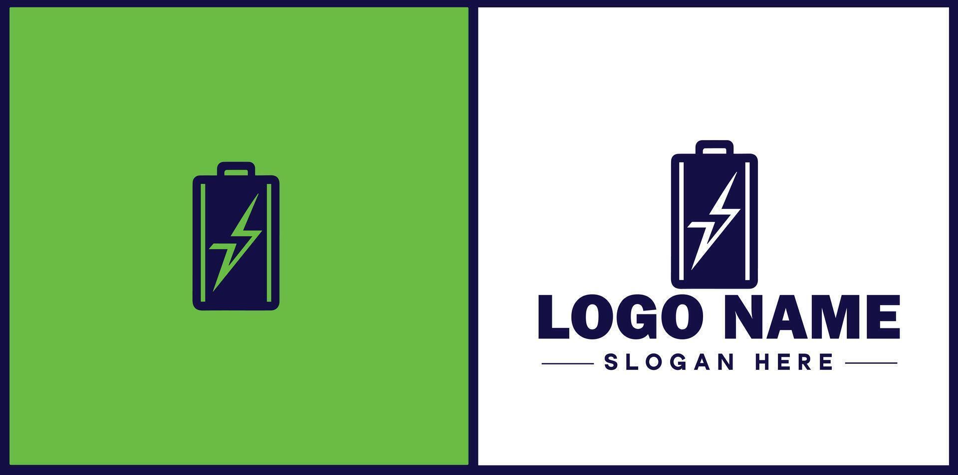 Battery logo icon for business brand app icon power charging bolt electric recharge battery logo template vector