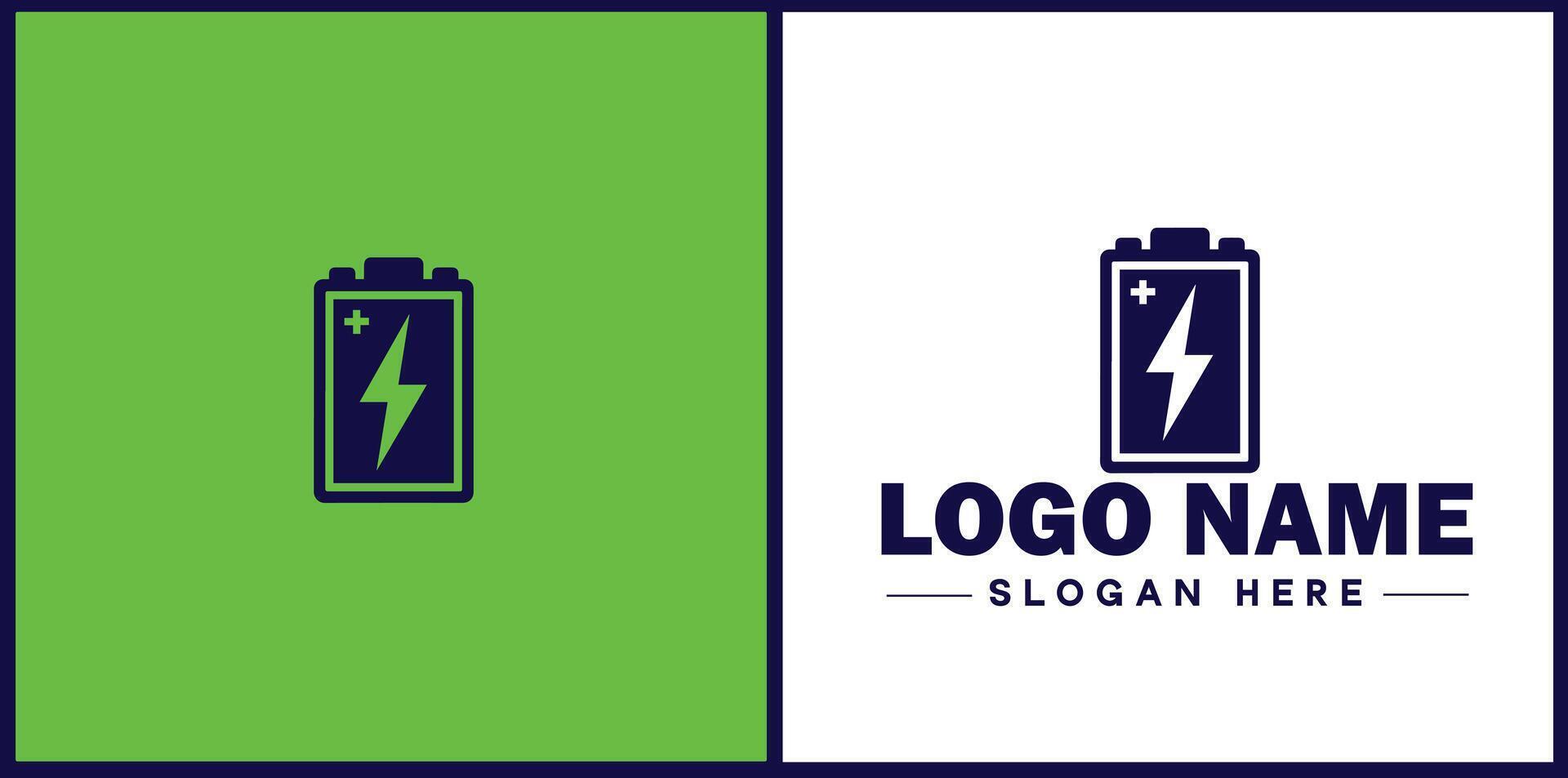 Battery logo icon for business brand app icon power charging bolt electric recharge battery logo template vector