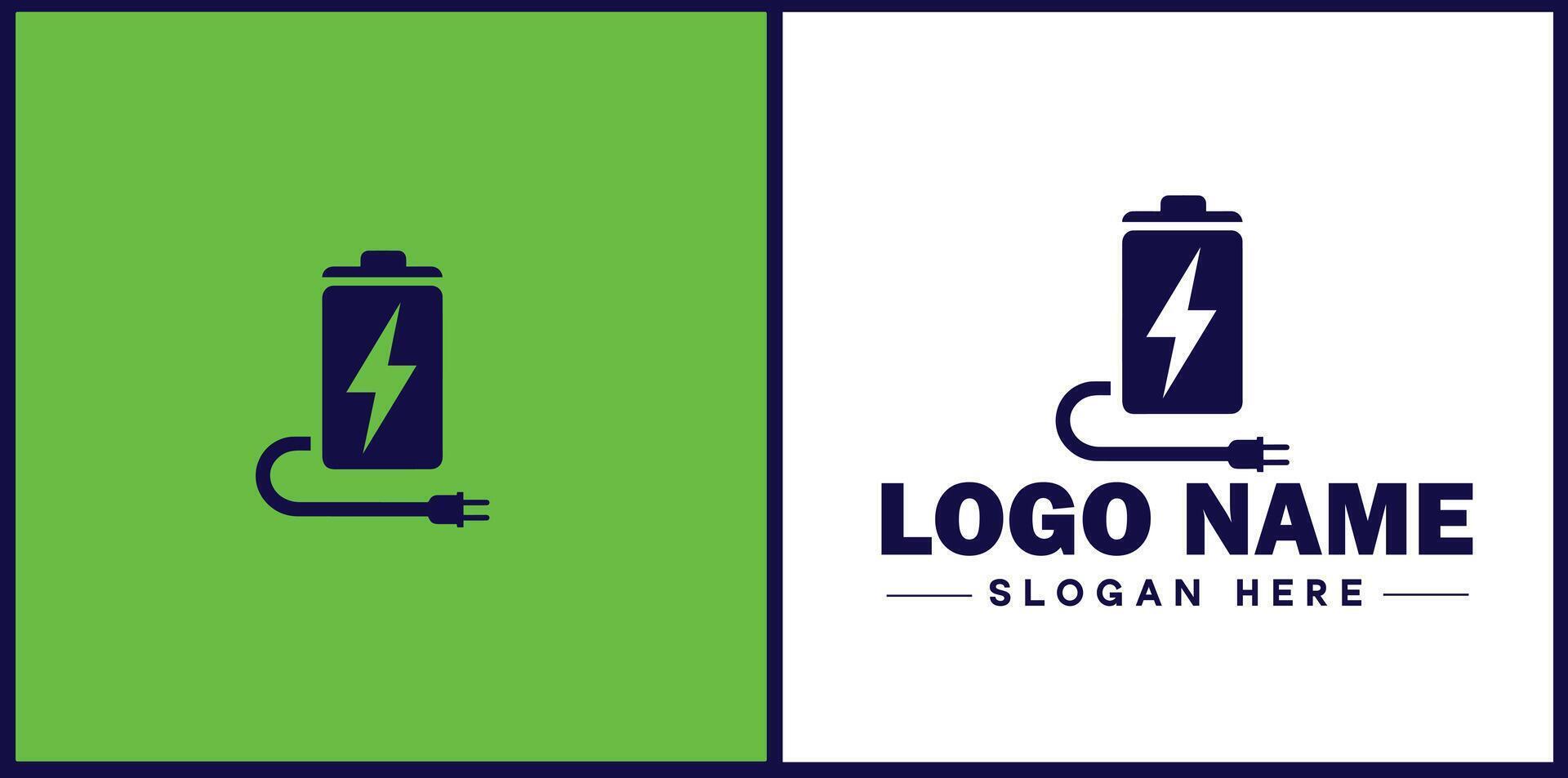 Battery logo icon for business brand app icon power charging bolt electric recharge battery logo template vector