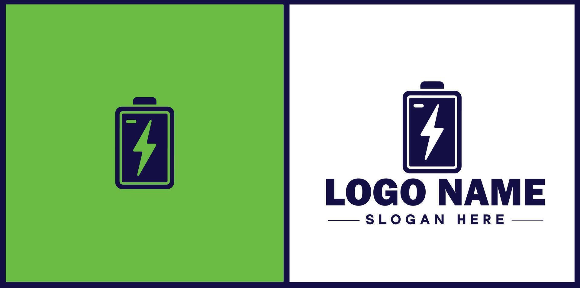 Battery logo icon for business brand app icon power charging bolt electric recharge battery logo template vector