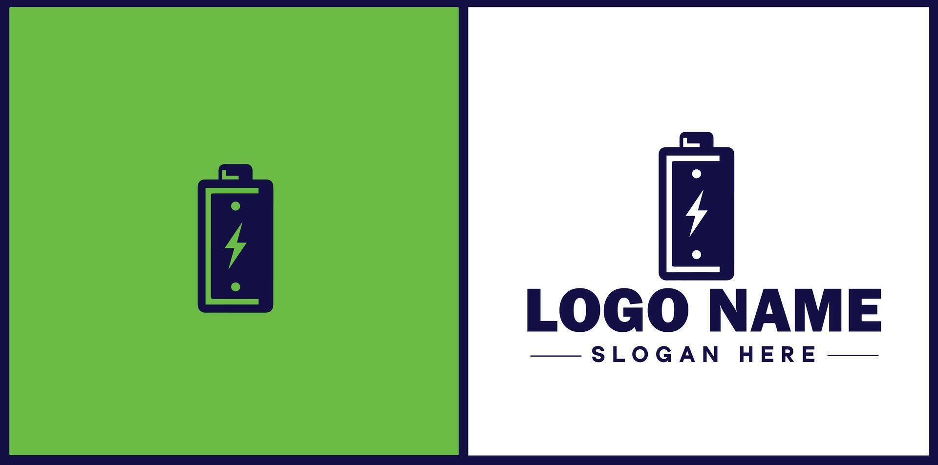 Battery logo icon for business brand app icon power charging bolt electric recharge battery logo template vector