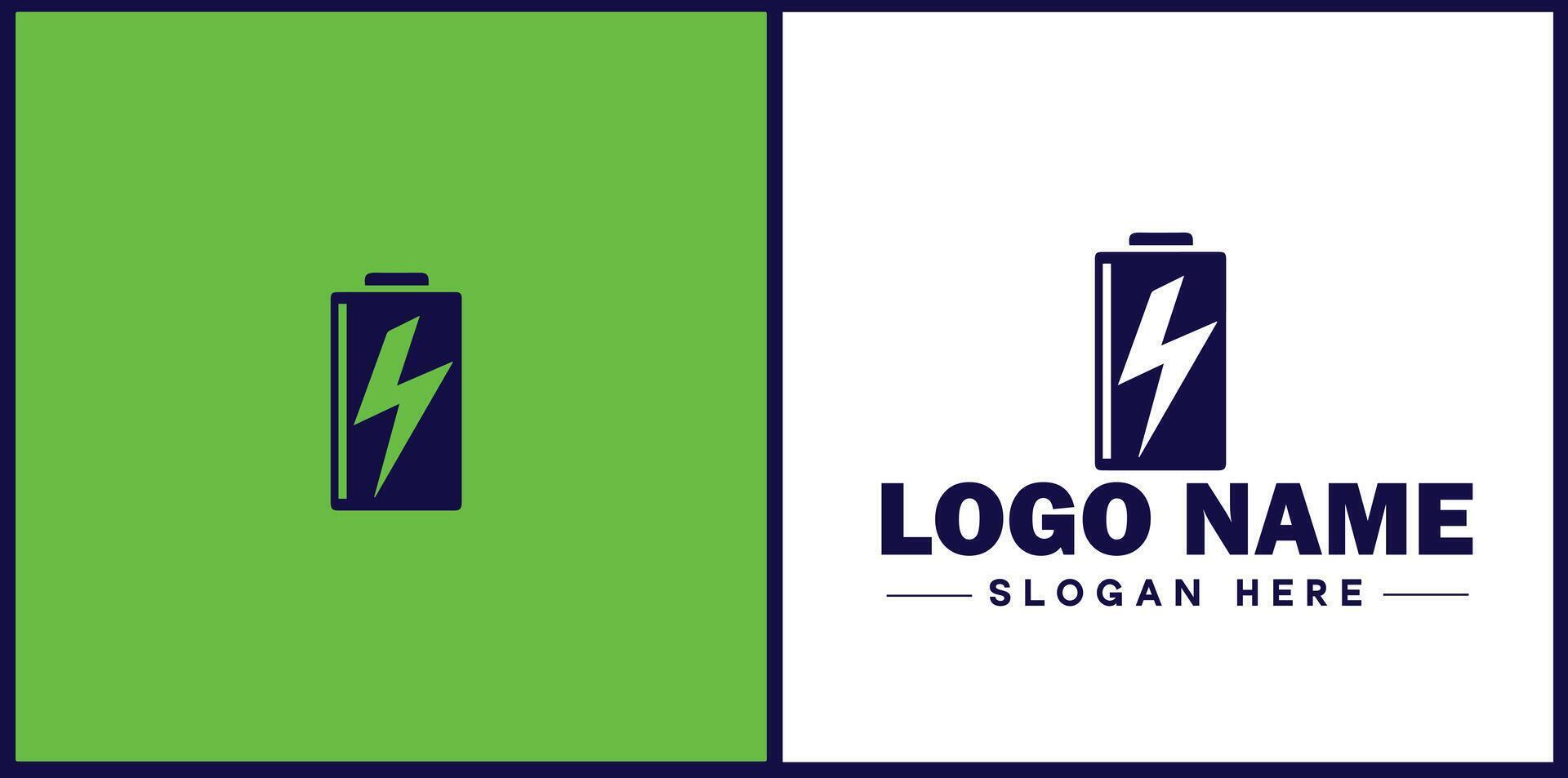 Battery logo icon for business brand app icon power charging bolt electric recharge battery logo template vector