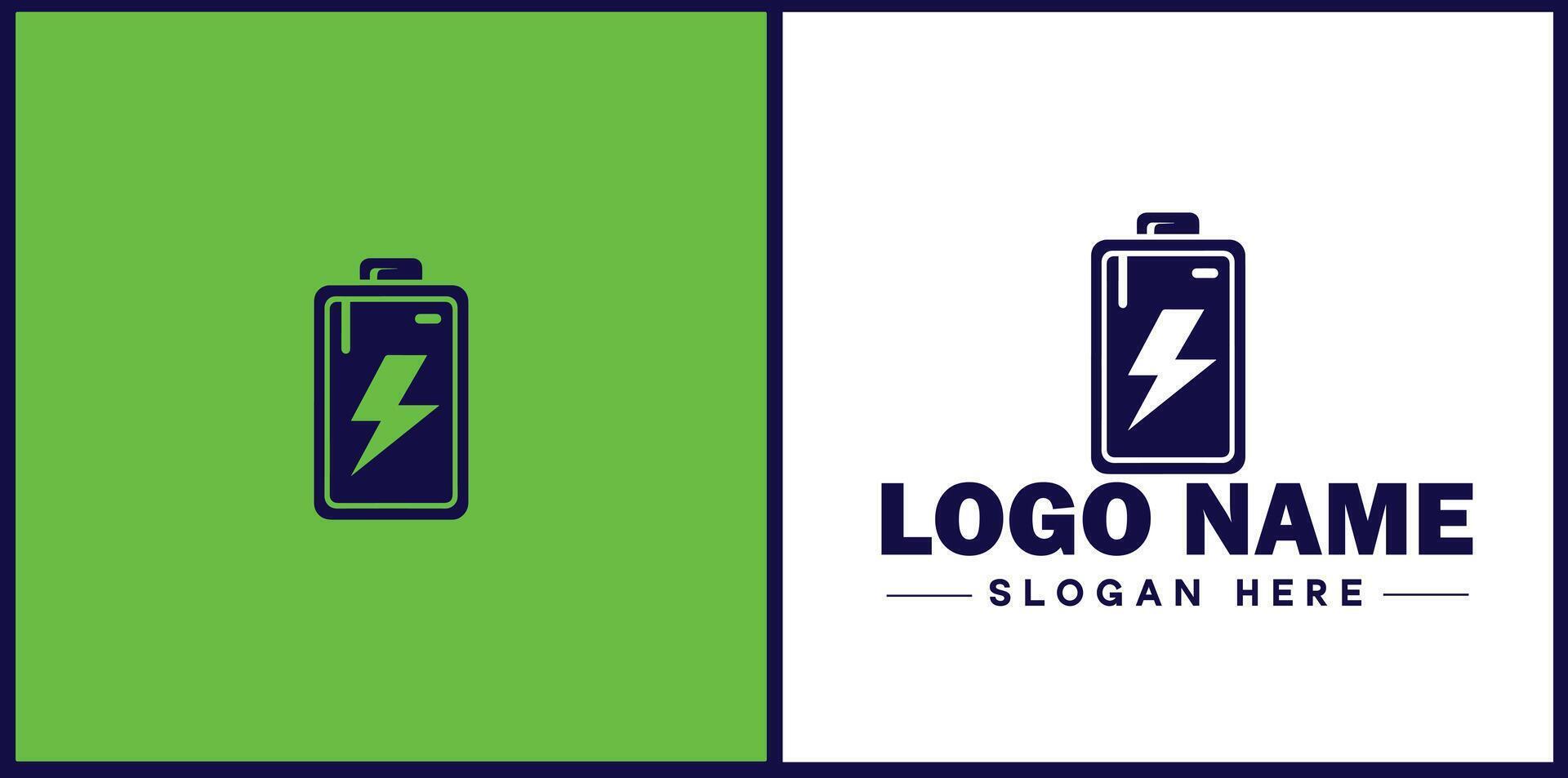Battery logo icon for business brand app icon power charging bolt electric recharge battery logo template vector