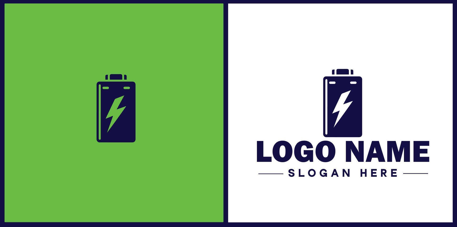 Battery logo icon for business brand app icon power charging bolt electric recharge battery logo template vector