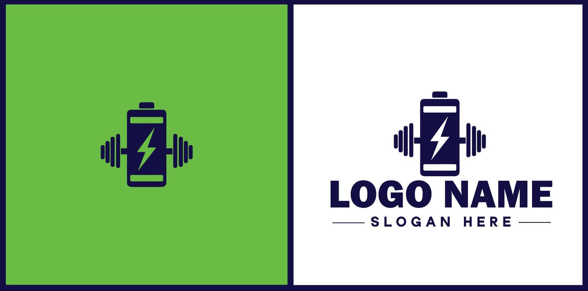 Battery logo icon for business brand app icon power charging bolt electric recharge battery logo template vector