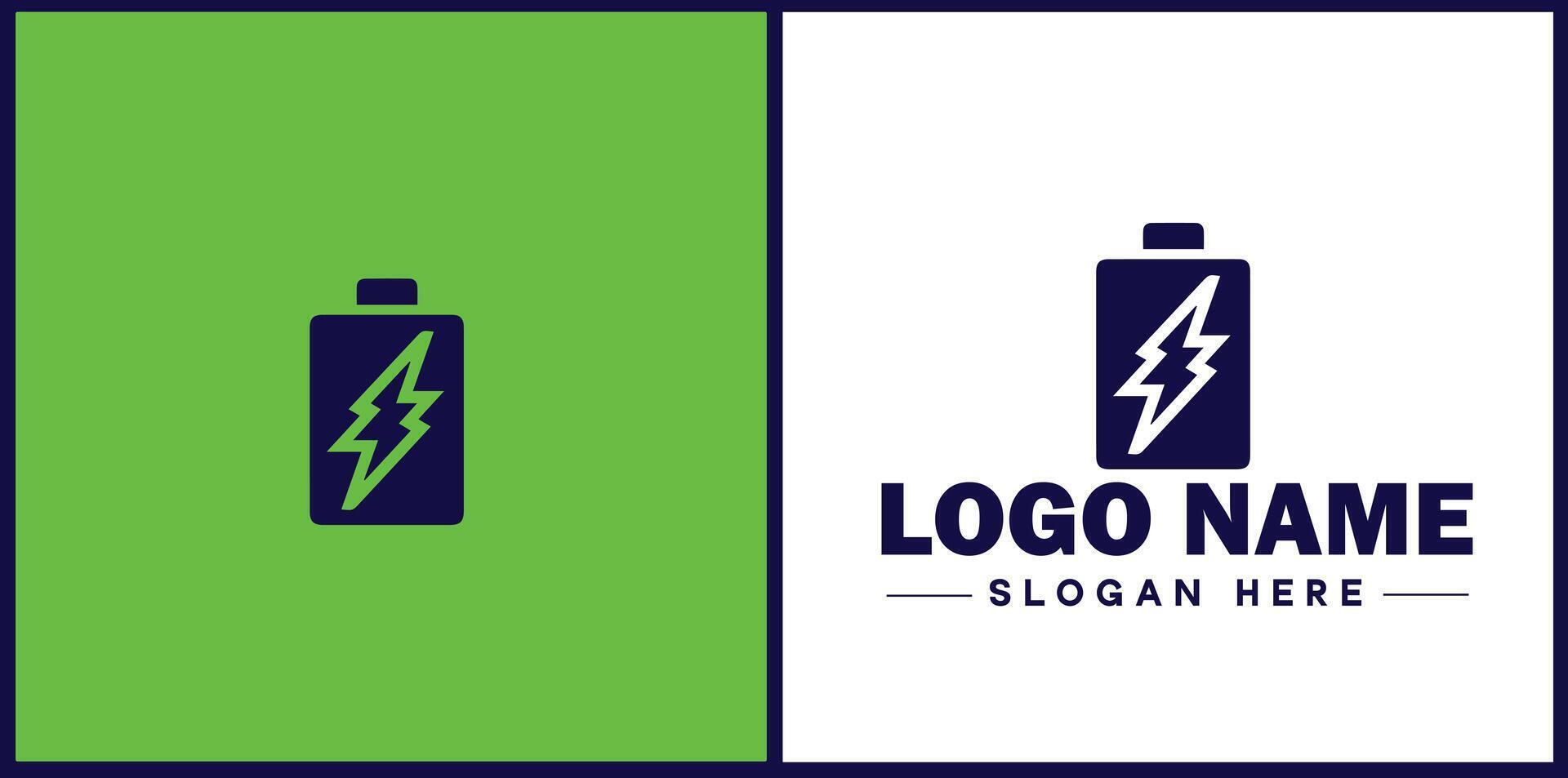 Battery logo icon for business brand app icon power charging bolt electric recharge battery logo template vector