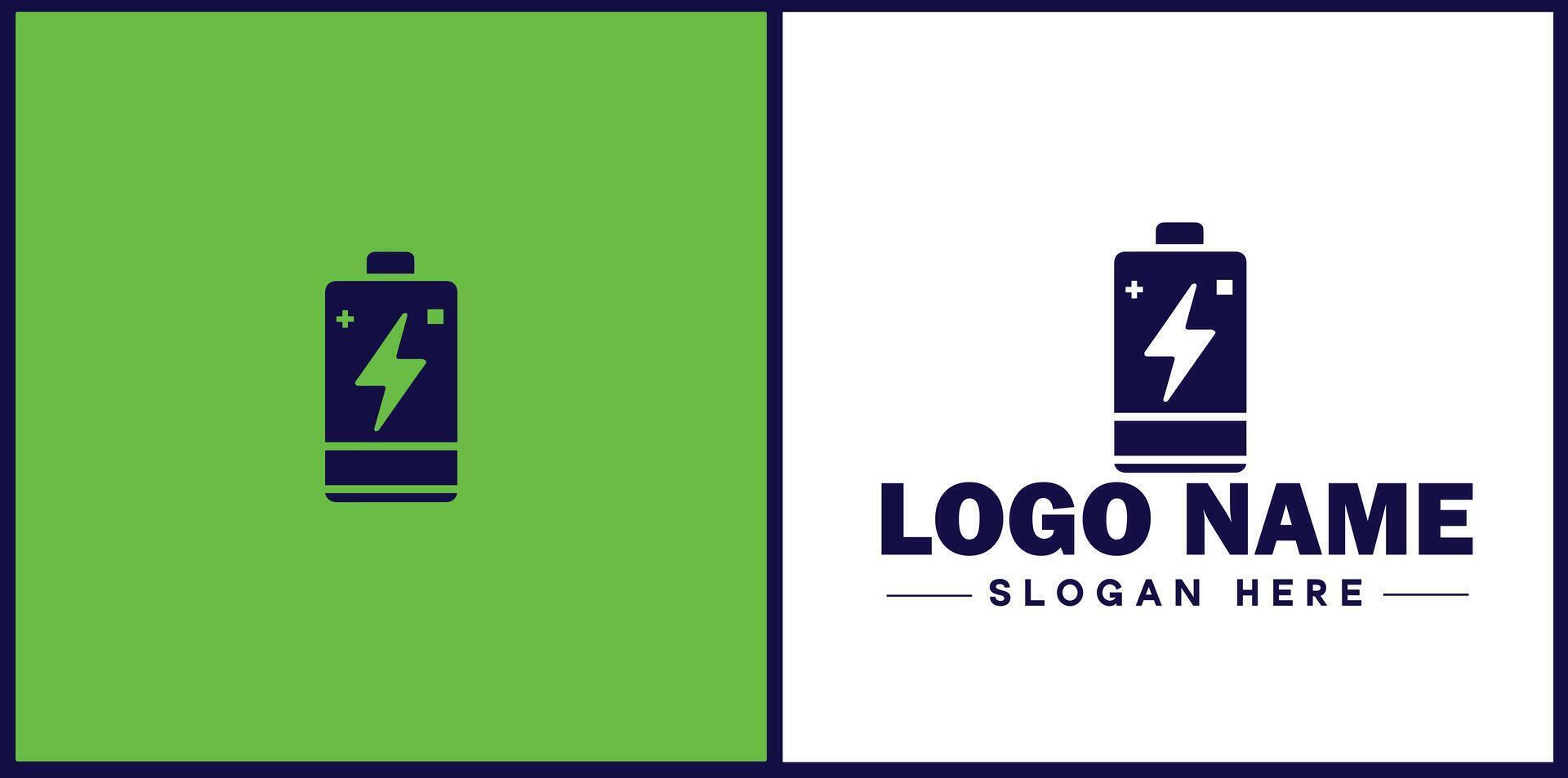 Battery logo icon for business brand app icon power charging bolt electric recharge battery logo template vector