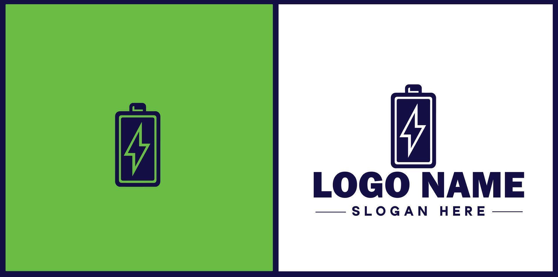 Battery logo icon for business brand app icon power charging bolt electric recharge battery logo template vector