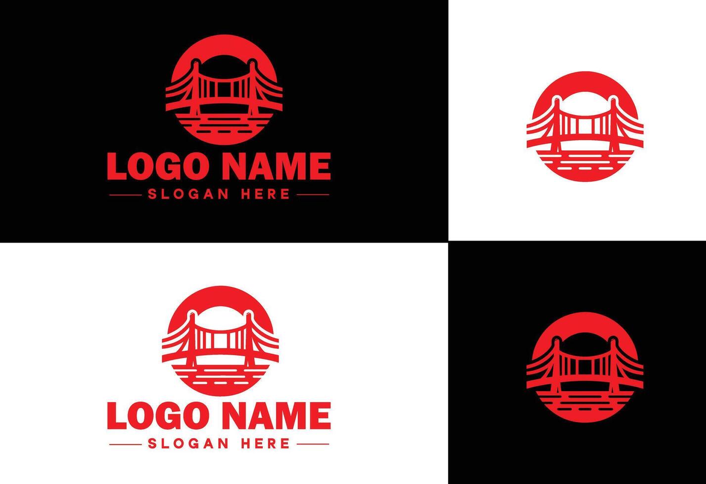 Bridge Construction Building logo icon for business brand app icon creative bridge logo template vector