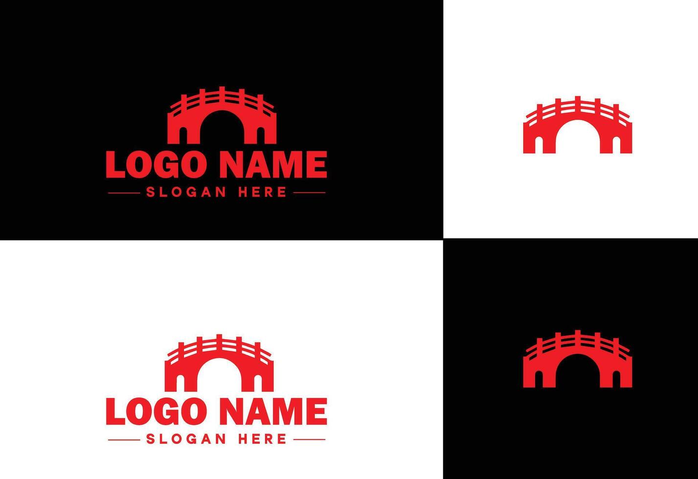 Bridge Construction Building logo icon for business brand app icon creative bridge logo template vector