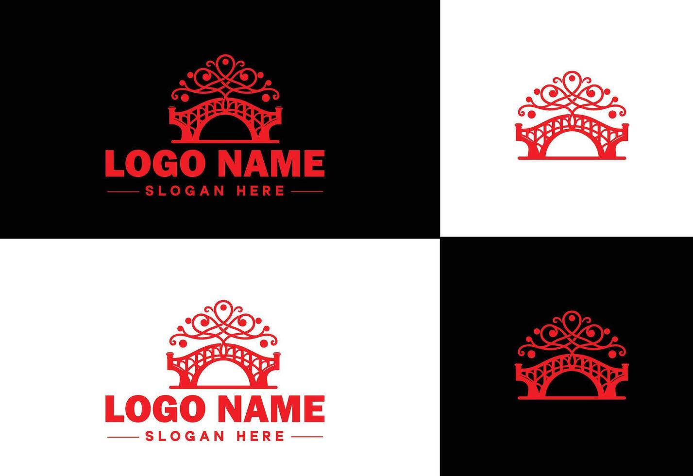 Bridge Construction Building logo icon for business brand app icon creative bridge logo template vector