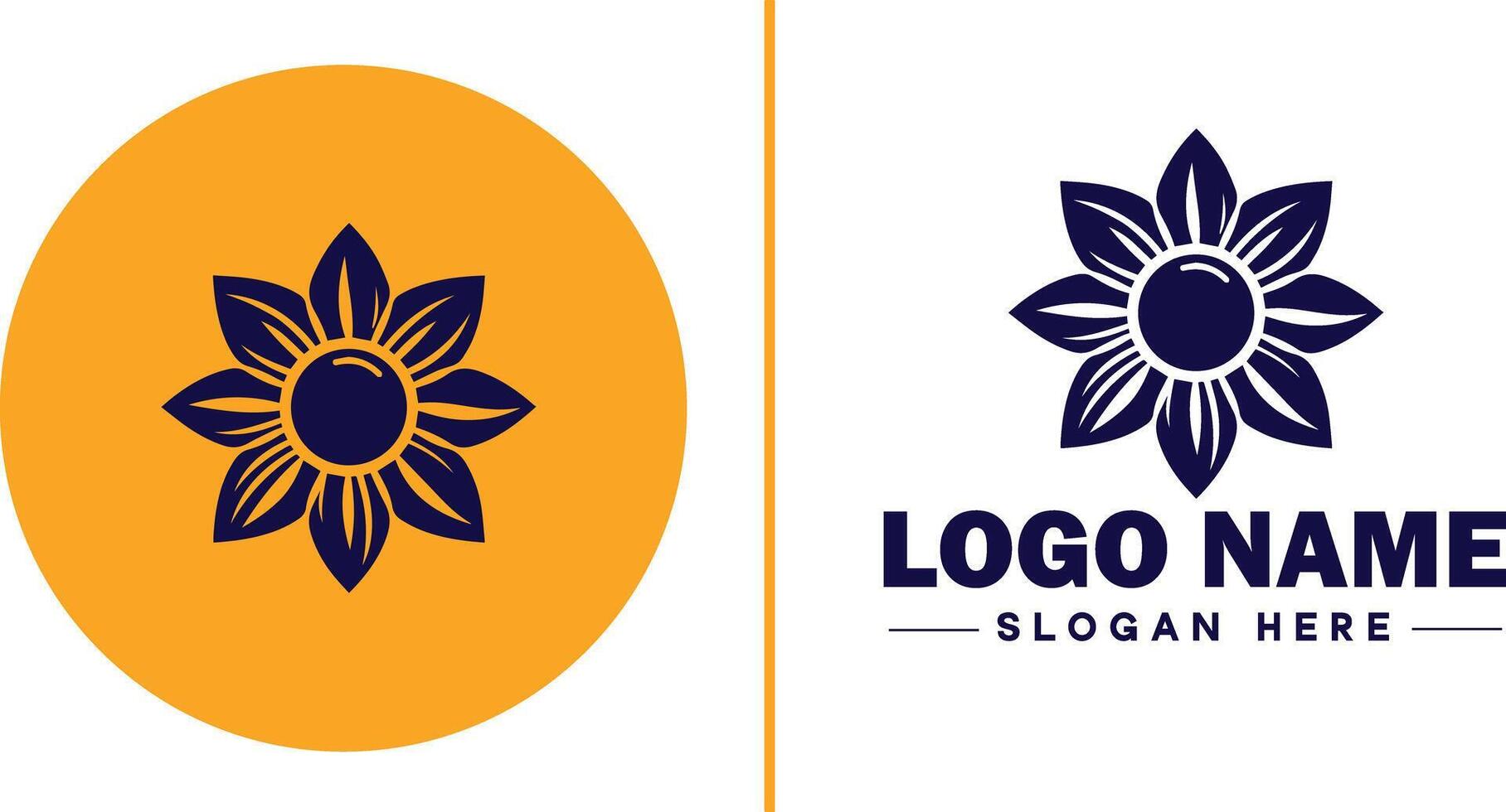 Sunflower logo icon for business brand app icon beautiful fashion sunflower logo template vector