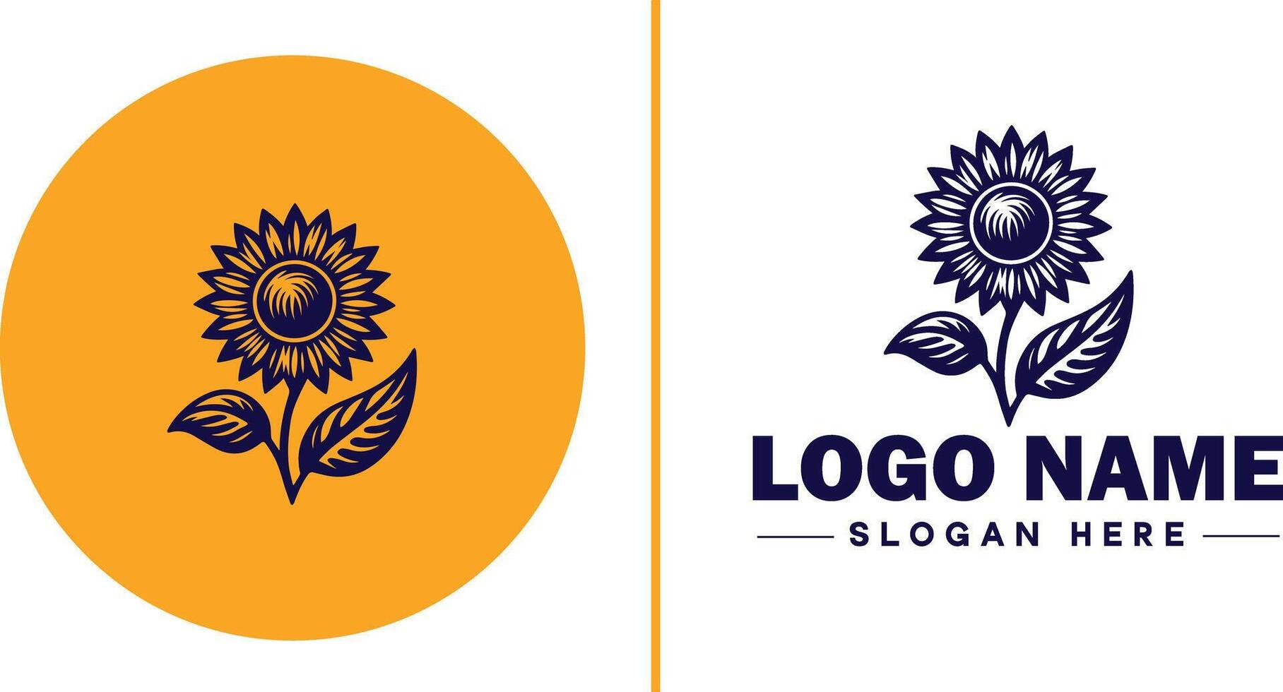 Sunflower logo icon for business brand app icon beautiful fashion sunflower logo template vector