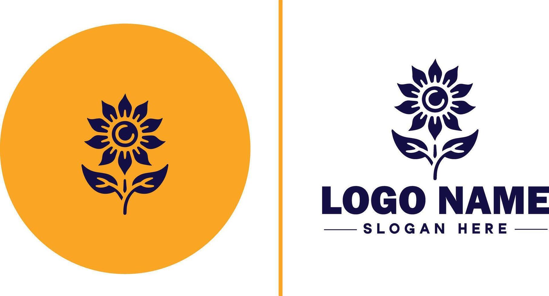 Sunflower logo icon for business brand app icon beautiful fashion sunflower logo template vector