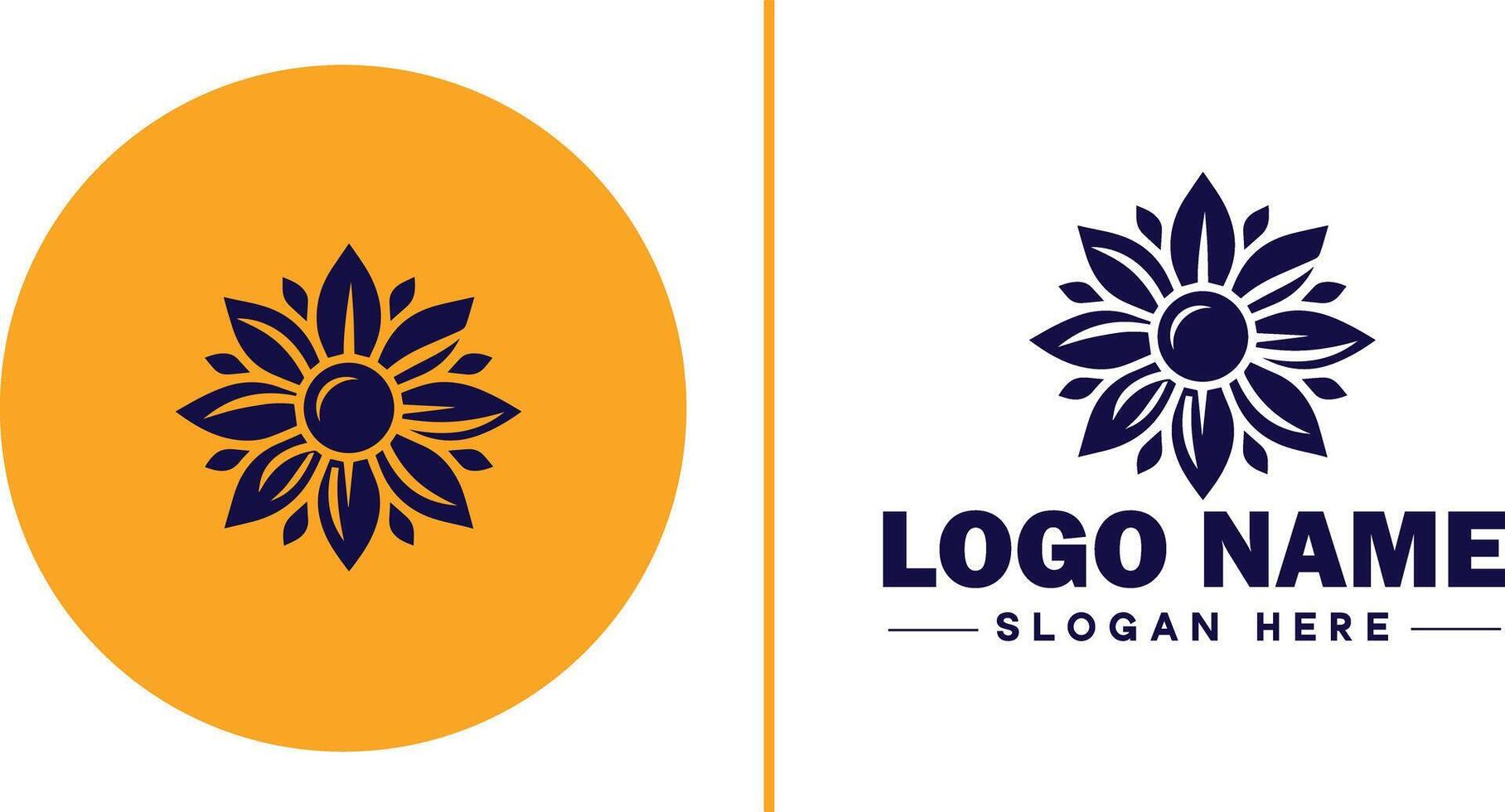 Sunflower logo icon for business brand app icon beautiful fashion sunflower logo template vector