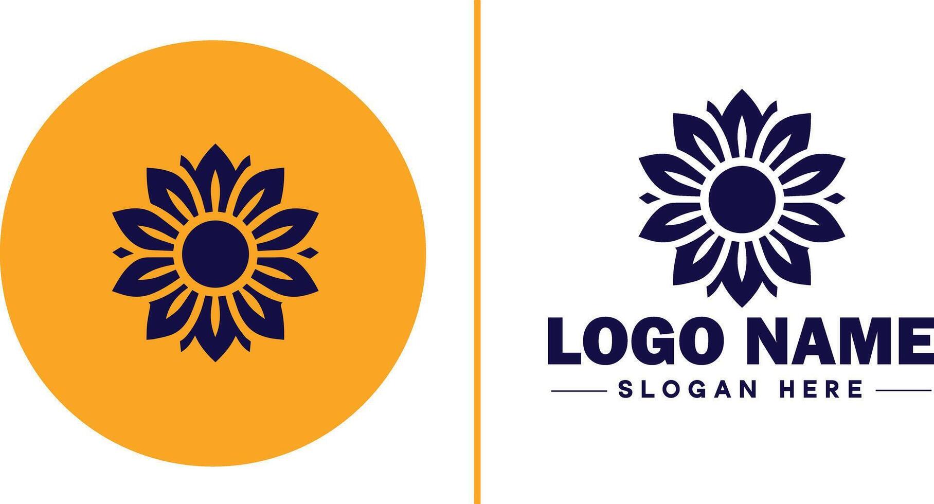Sunflower logo icon for business brand app icon beautiful fashion sunflower logo template vector
