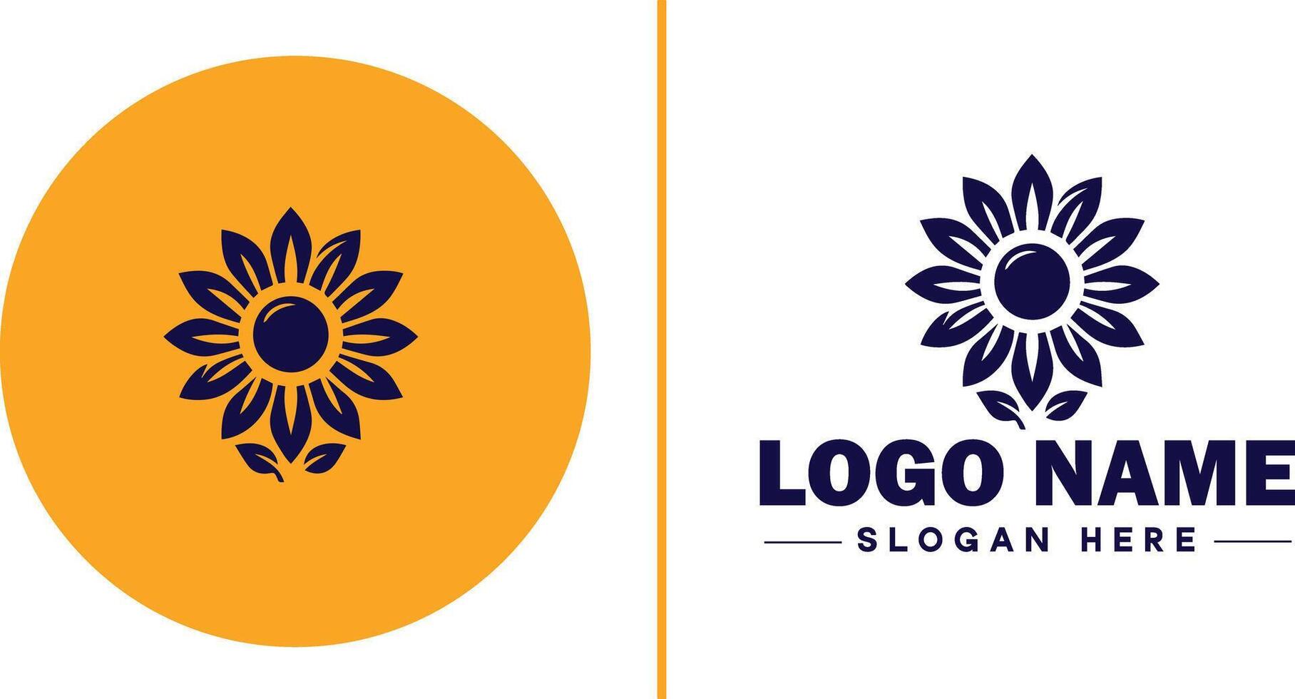 Sunflower logo icon for business brand app icon beautiful fashion sunflower logo template vector