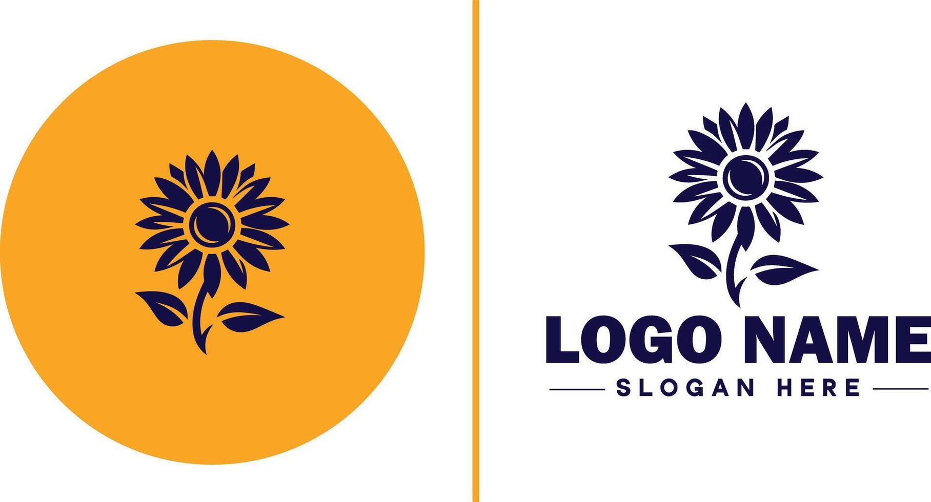 Sunflower logo icon for business brand app icon beautiful fashion sunflower logo template vector
