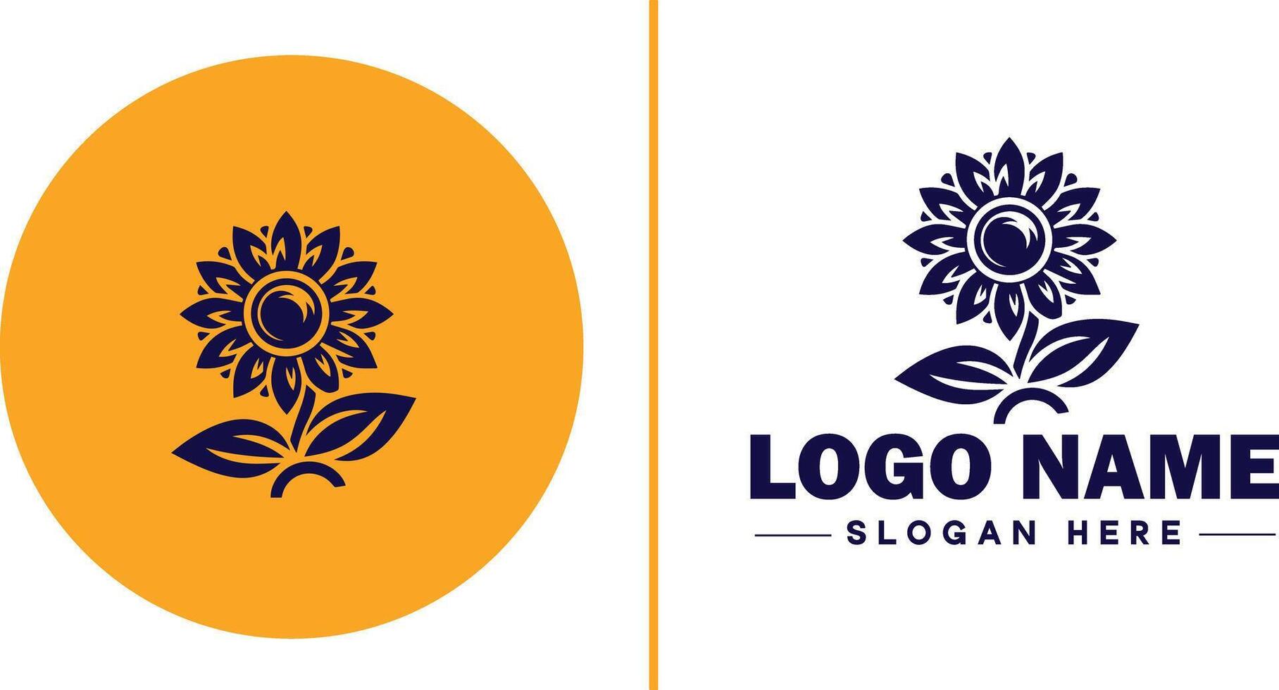 Sunflower logo icon for business brand app icon beautiful fashion sunflower logo template vector