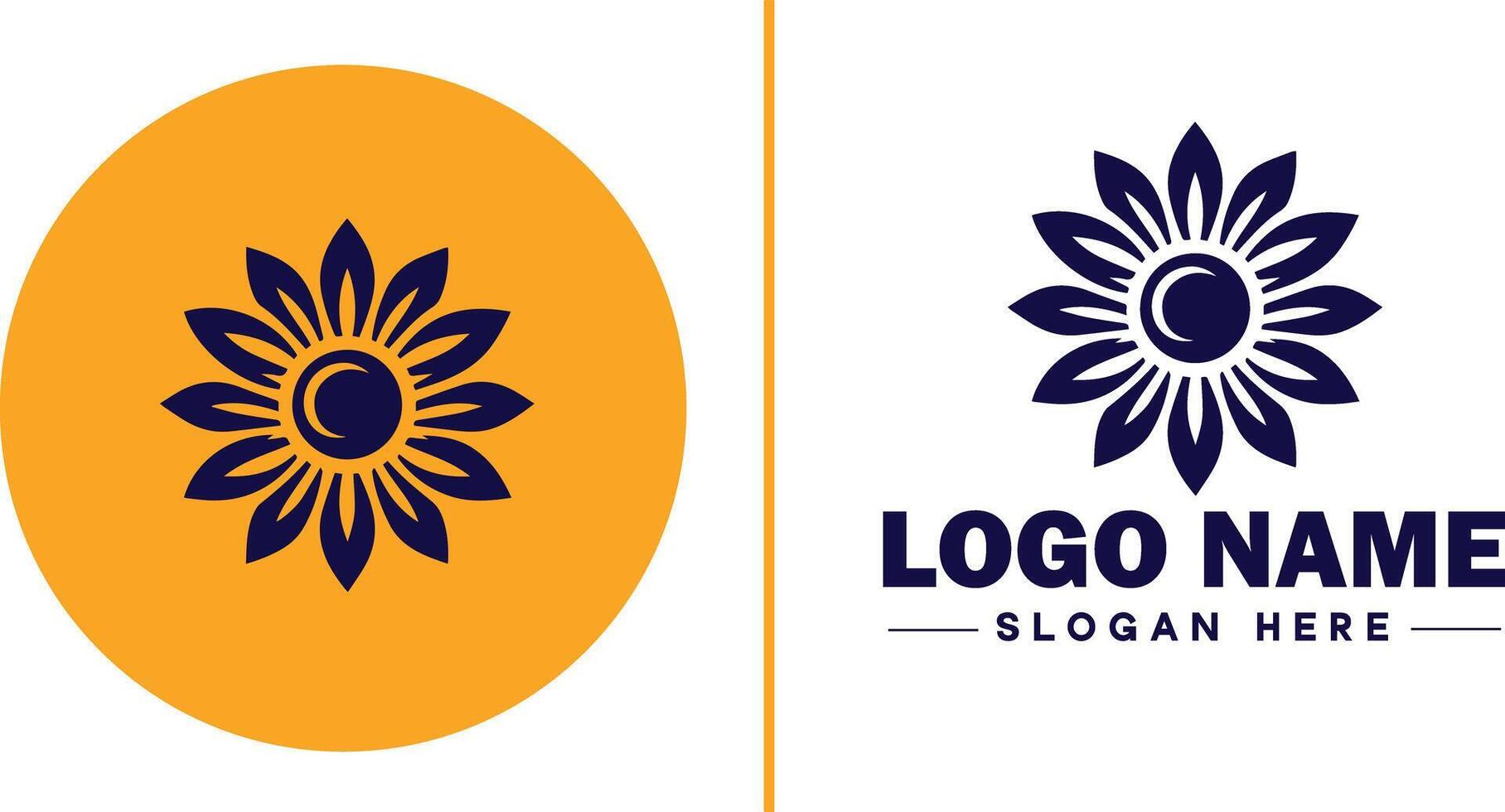 Sunflower logo icon for business brand app icon beautiful fashion sunflower logo template vector