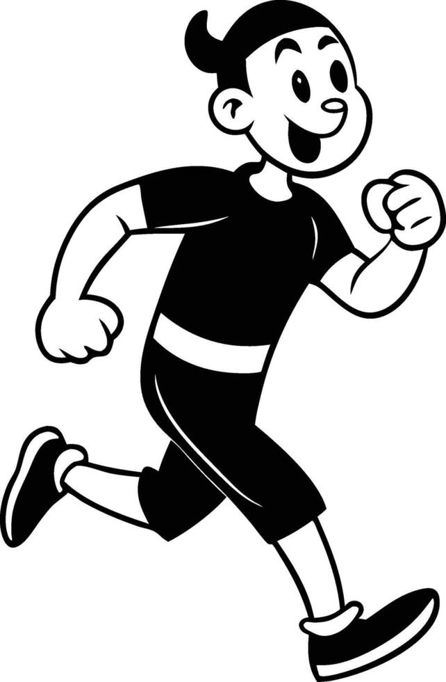 cartoon people running illustration black and white vector