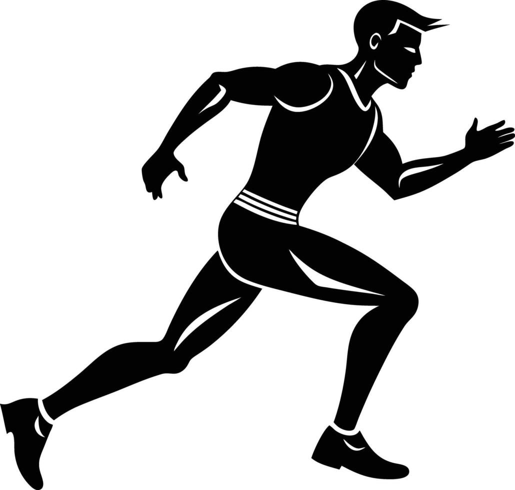 Illustration of a running man black and white vector