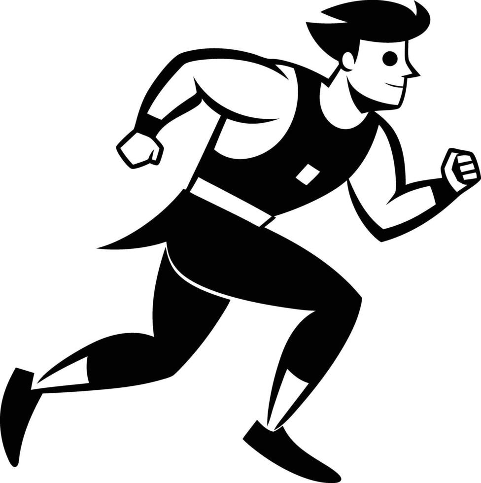 Illustration of a running man black and white vector