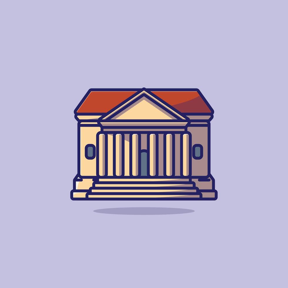 Courthouse building cartoon illustration National Day of Justice concept icon isolated vector