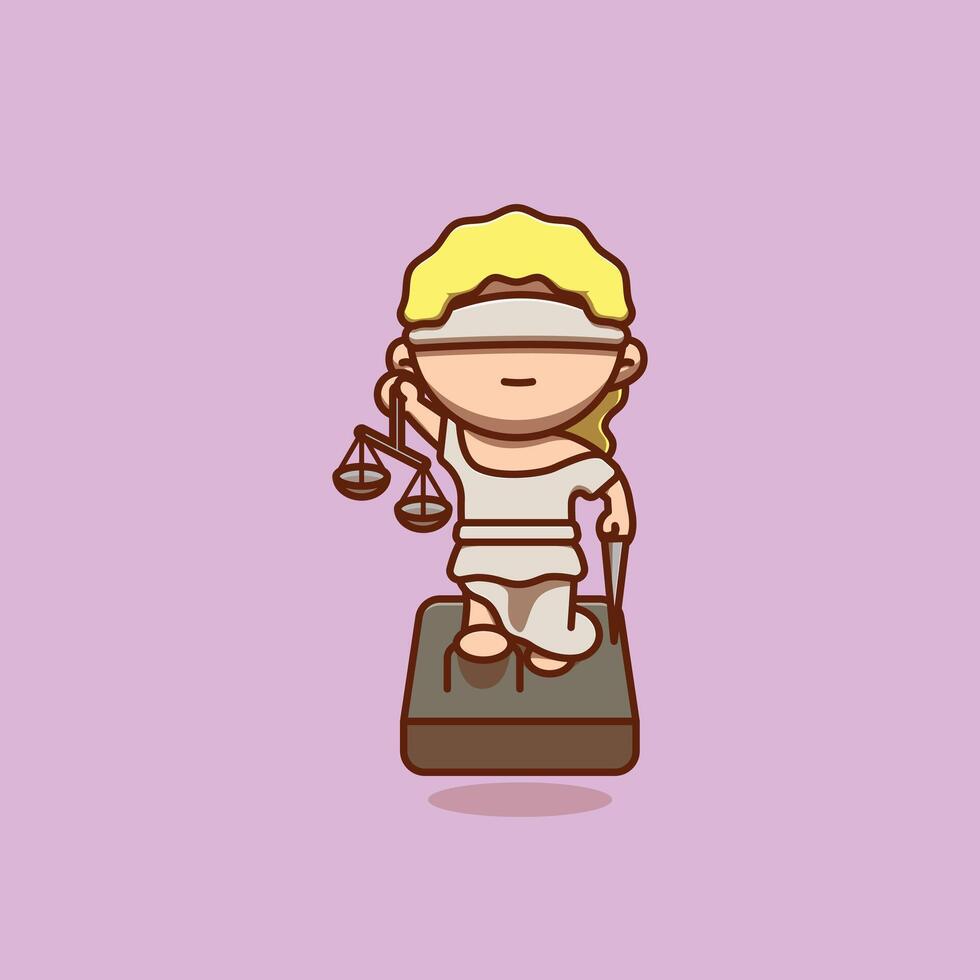 goddess of justice Themis, iustitia cartoon illustration National Day of Justice concept icon isolated vector