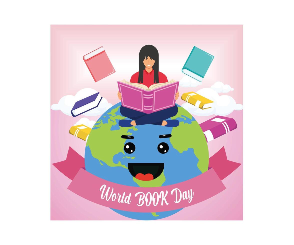 World Book Day background. Celebration of World Book Day. April 23. Stack of books. Happy Book Day. flat modern illustration vector