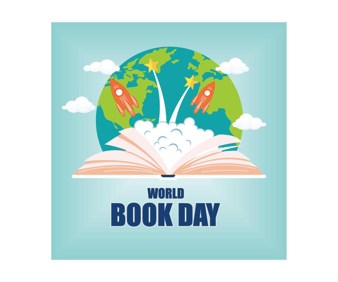 World book day concept. Education reading books. flat modern illustration vector