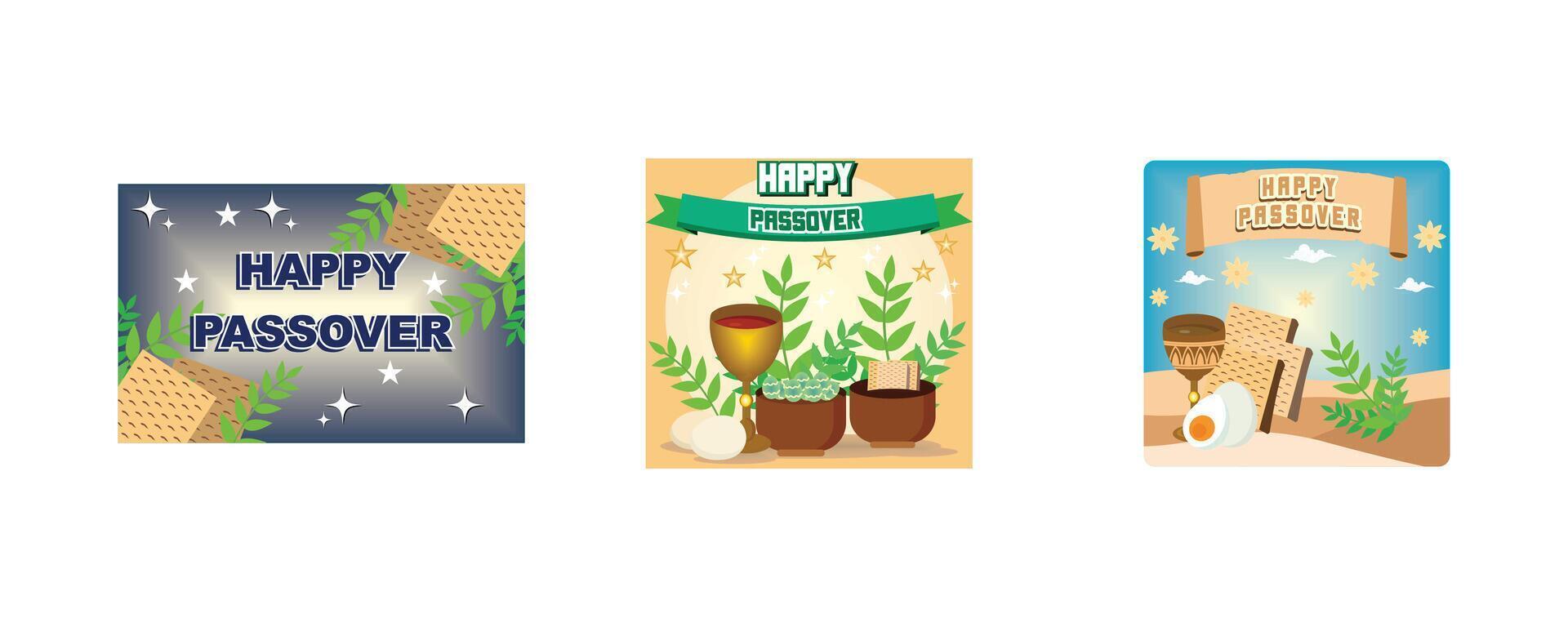 Passover holiday concept. A of the traditional matzot, eggs Passover. A of the traditional matzot, eggs and chalice for Passover. Set flat illustration vector