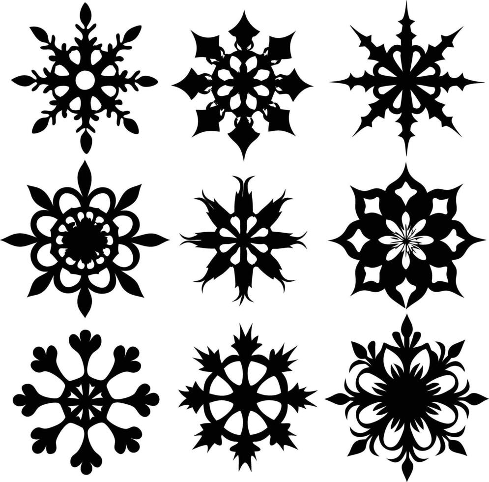 set of symmetrical calligraphic pattern illustration black and white vector