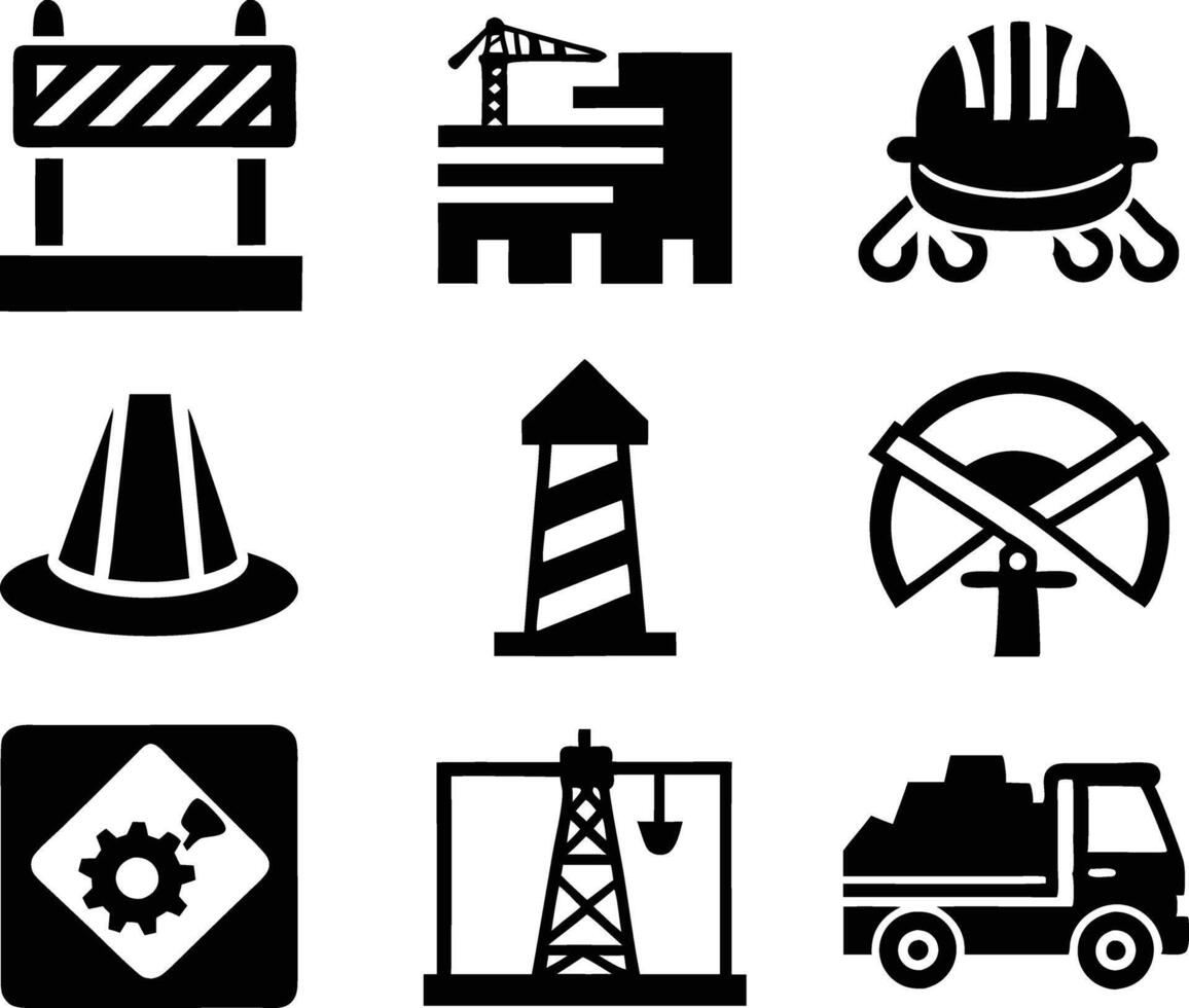 Set of construction icon illustration. insurance, labour, maintenance, electrician vector