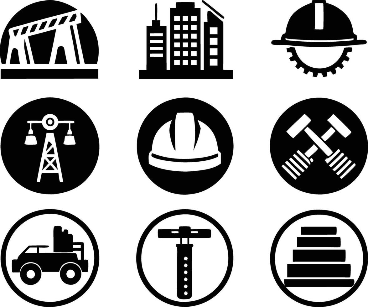 Set of construction icon illustration. insurance, labour, maintenance, electrician vector