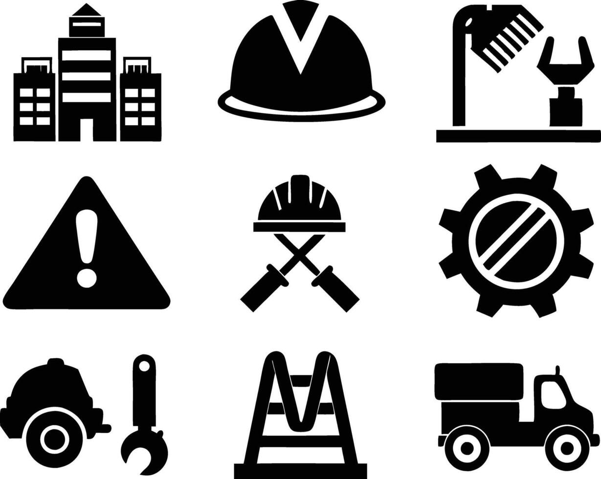 Set of construction icon illustration. insurance, labour, maintenance, electrician vector