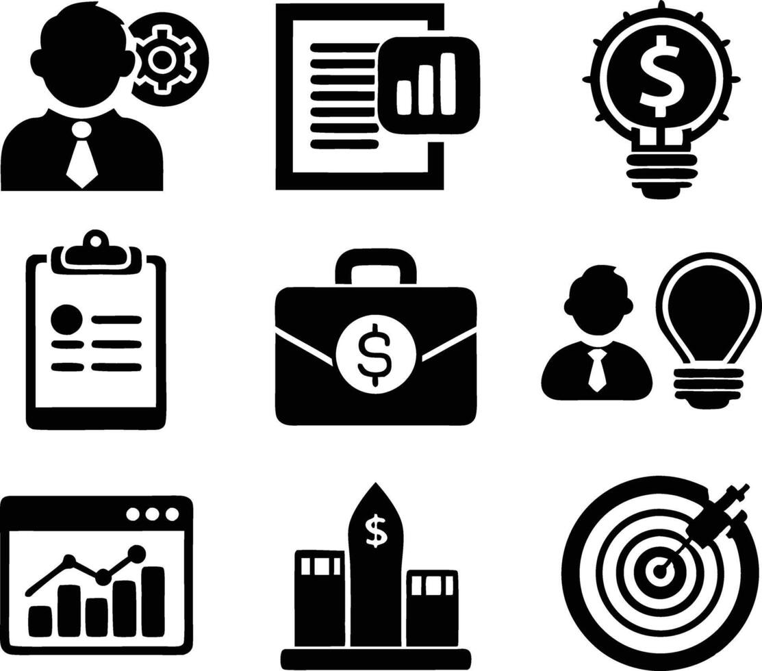 set of business icon illustration.idea, contact, target, organization, community, network, technology, businessman vector