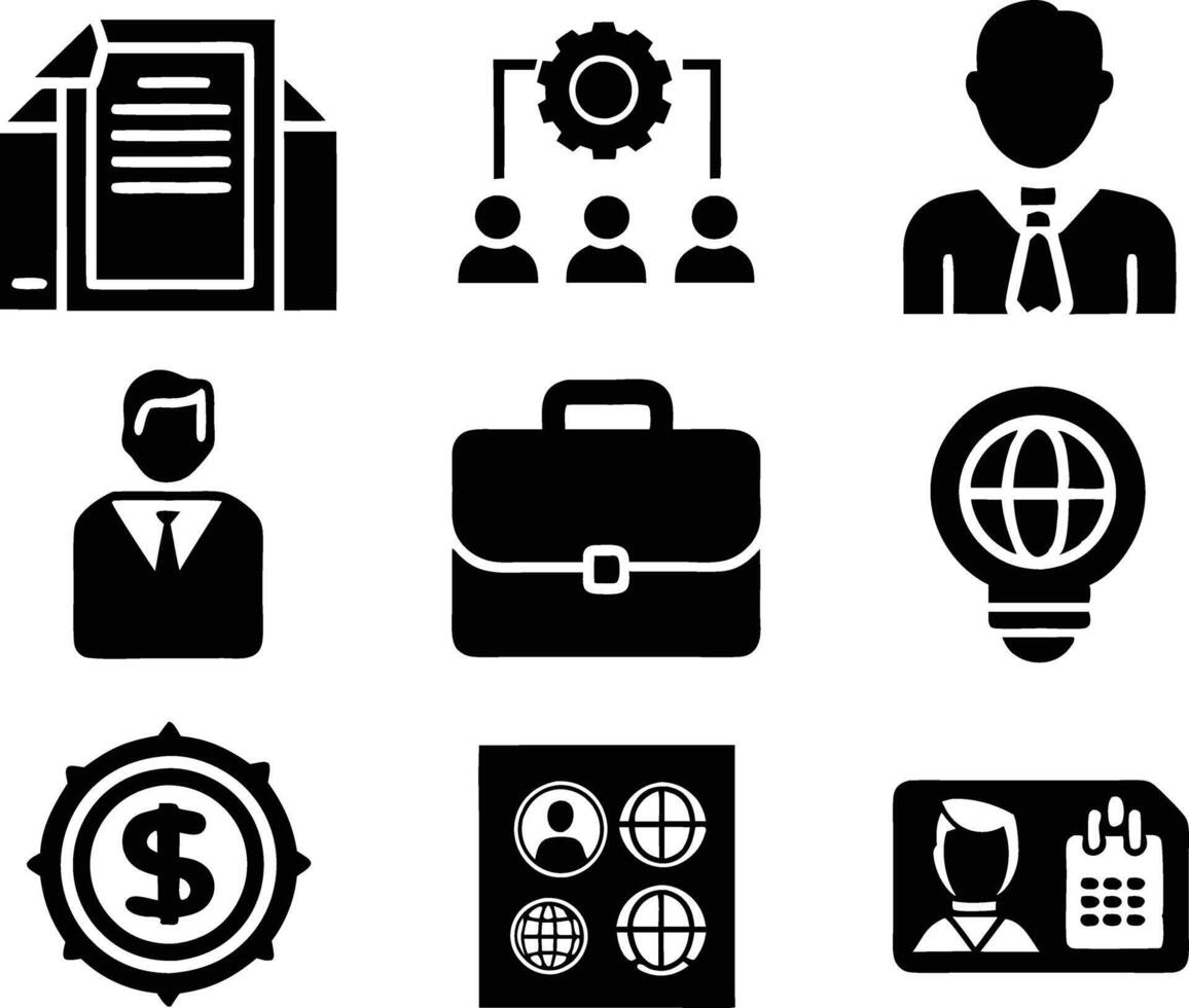 set of business icon illustration.idea, contact, target, organization, community, network, technology, businessman vector