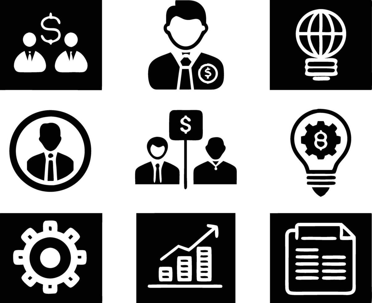 set of business icon illustration.idea, contact, target, organization, community, network, technology, businessman vector