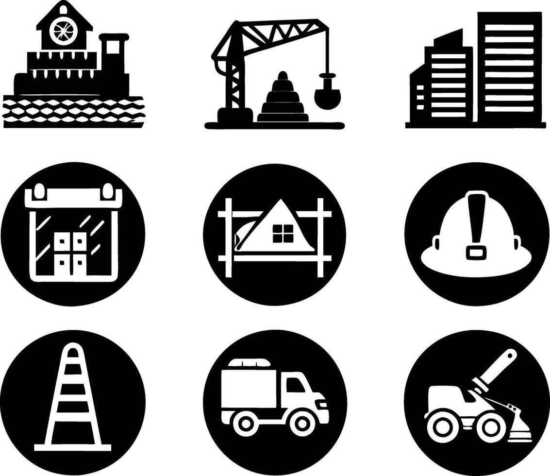 Set of construction icon illustration. insurance, labour, maintenance, electrician vector