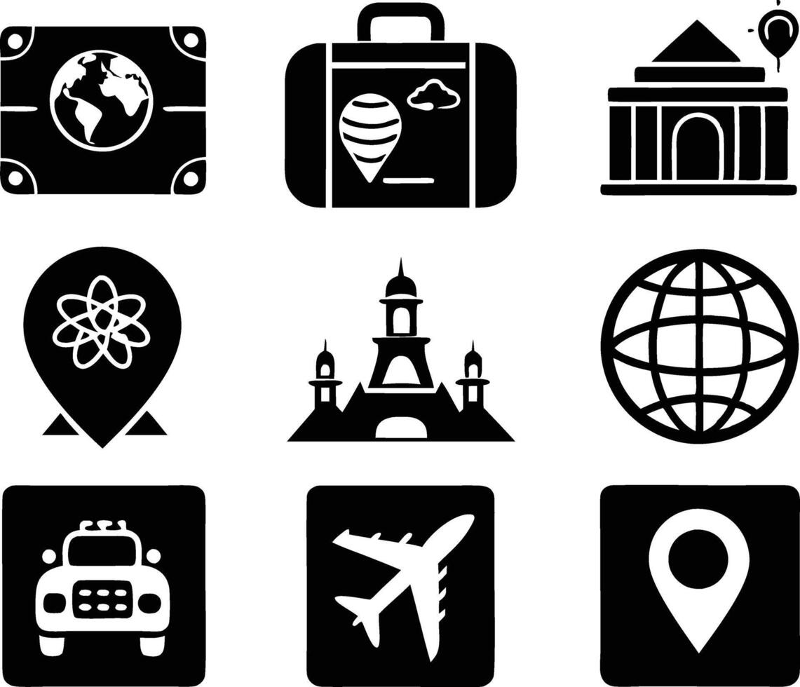 set of travel and tourism icon illustration travel, journey, tourism, adventure, summer, holiday, trip vector