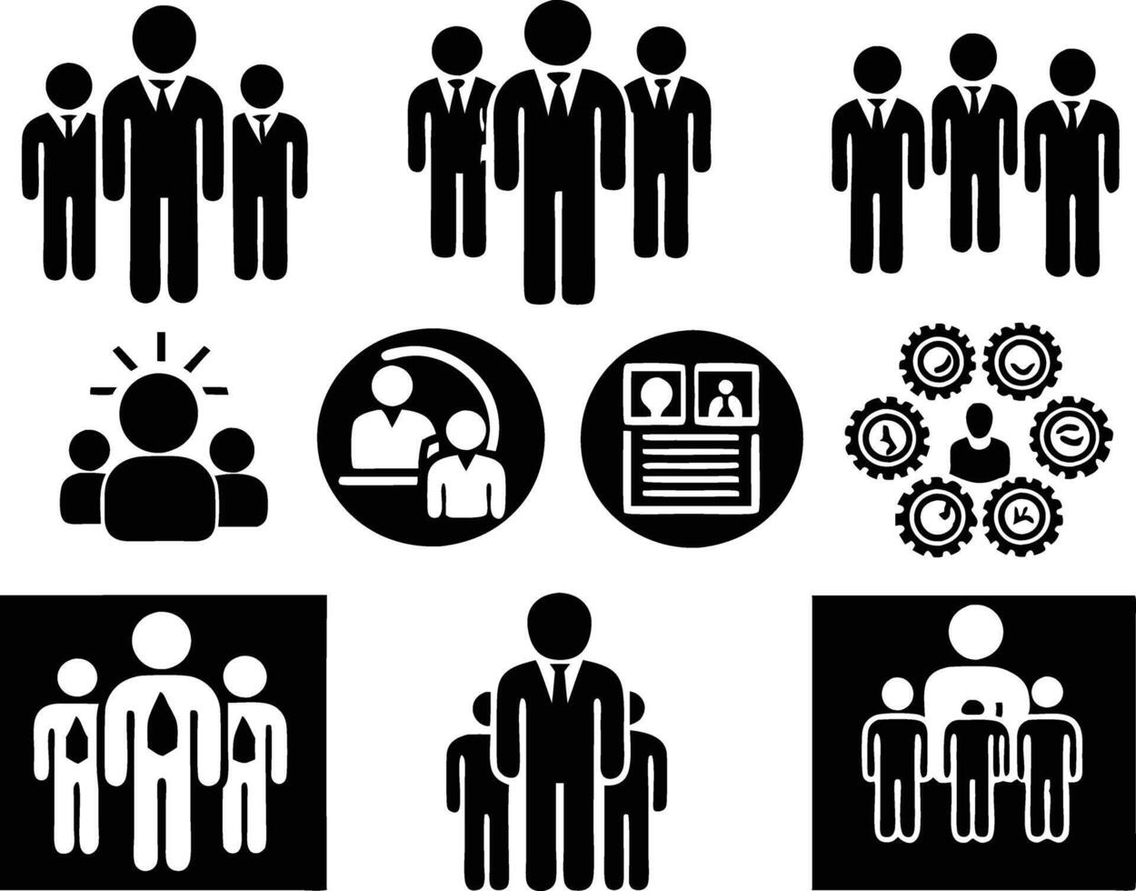 set of teamwork icon illustration. teamwork, team, meeting, business, work, collaboration, group, success, together vector