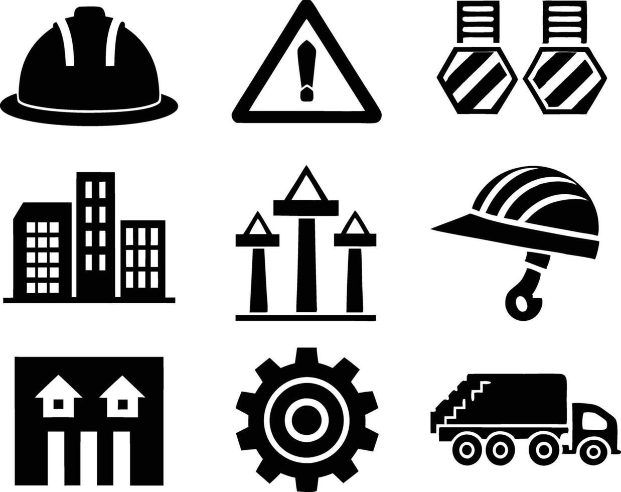Set of construction icon illustration. insurance, labour, maintenance, electrician vector