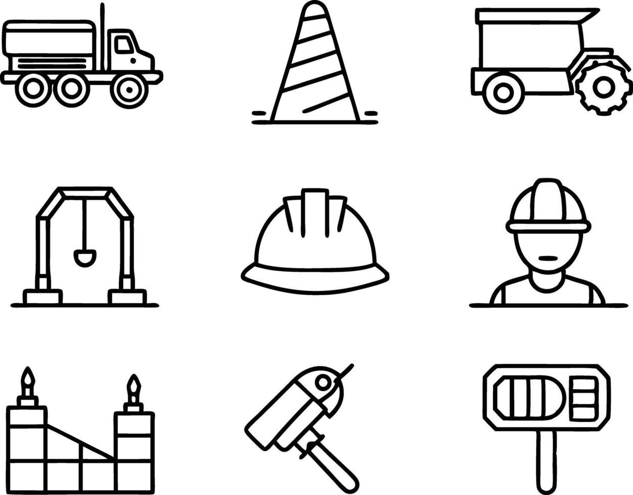 Set of construction icon illustration. insurance, labour, maintenance, electrician vector
