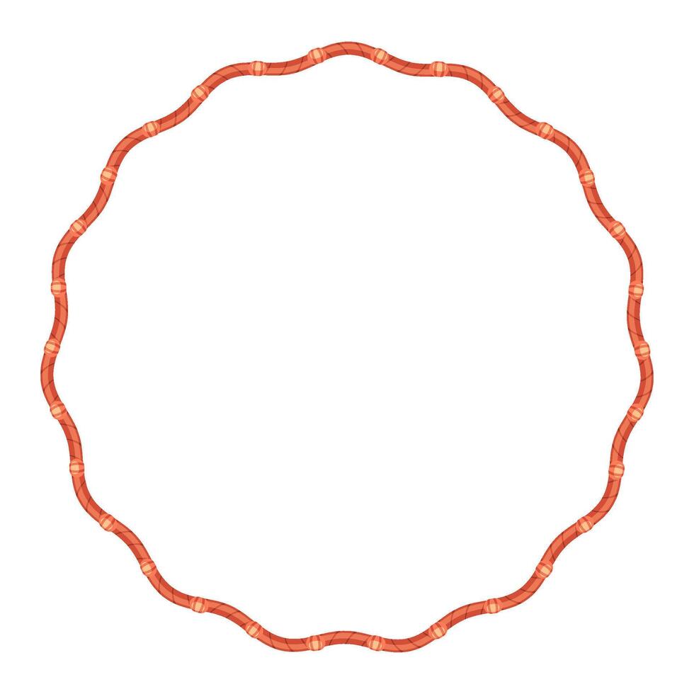 Abstract Textured Rope Stitched Wavy Round Frame vector