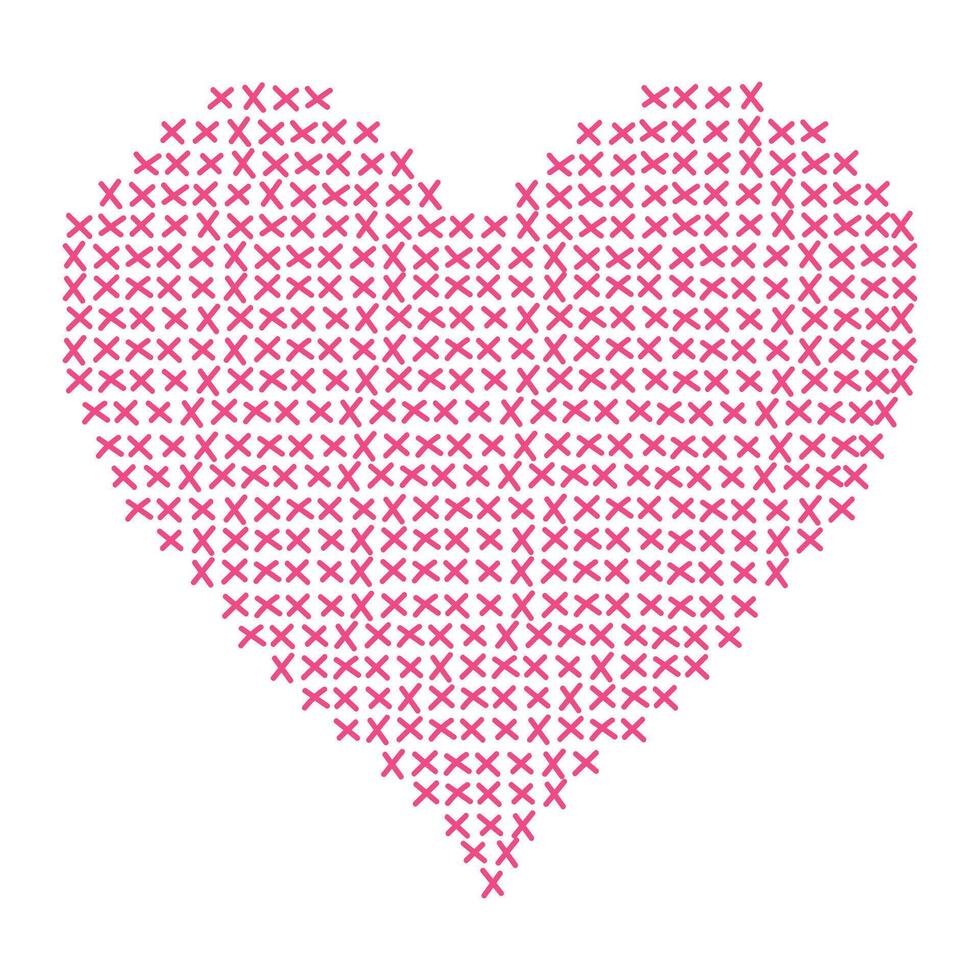 Pink Cross Stitch Heart Icon vector