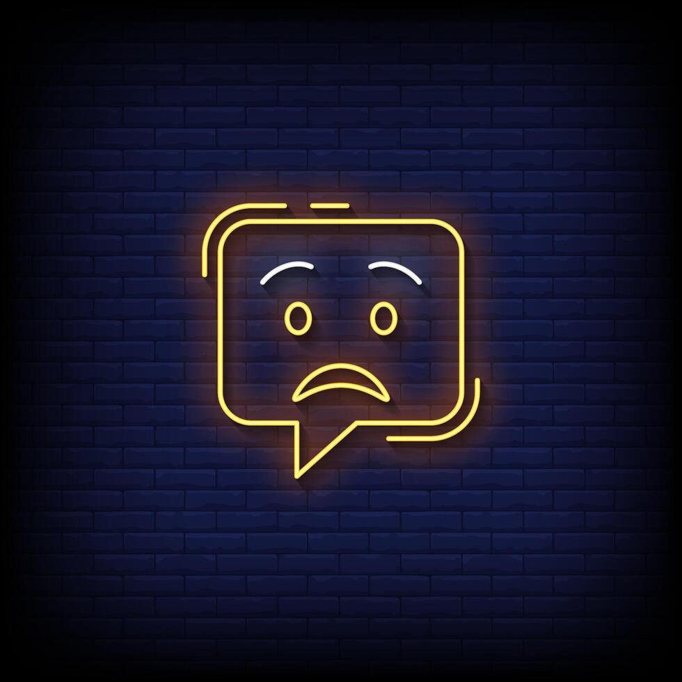 worried emoji symbol neon sign vector