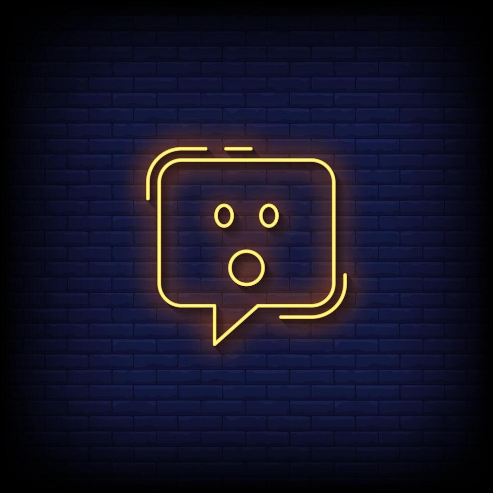 open mouth emoji symbol neon sign vector