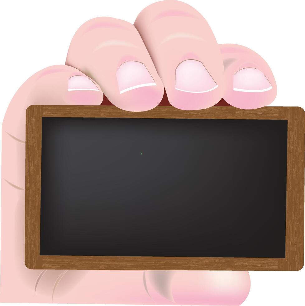Hand holding small blackboard with sale used written on it vector